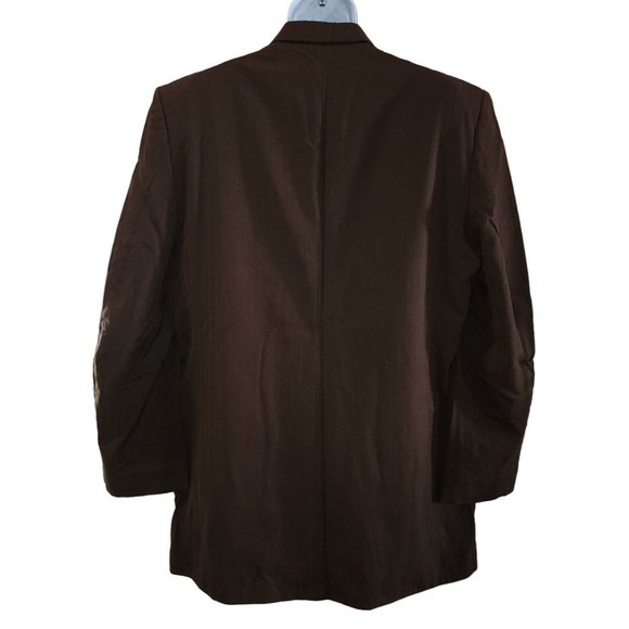 Men's Stephen Geoffrey 100% Worsted Wool Brown Striped Blazer Tux Jacket 44XL - Picture 2 of 8